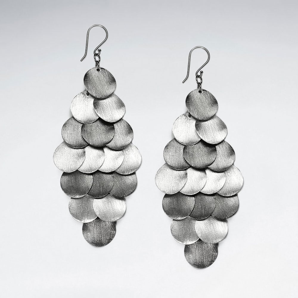925 Silver Marquis Cascade Dangle Statement Charm Earrings