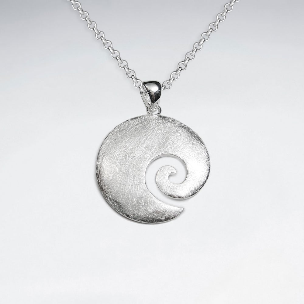 Matte Silver Wide Swirl Pendant