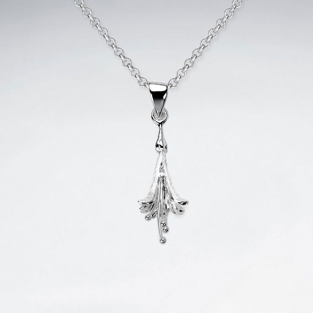 Matte Silver Lily Flower Pendant