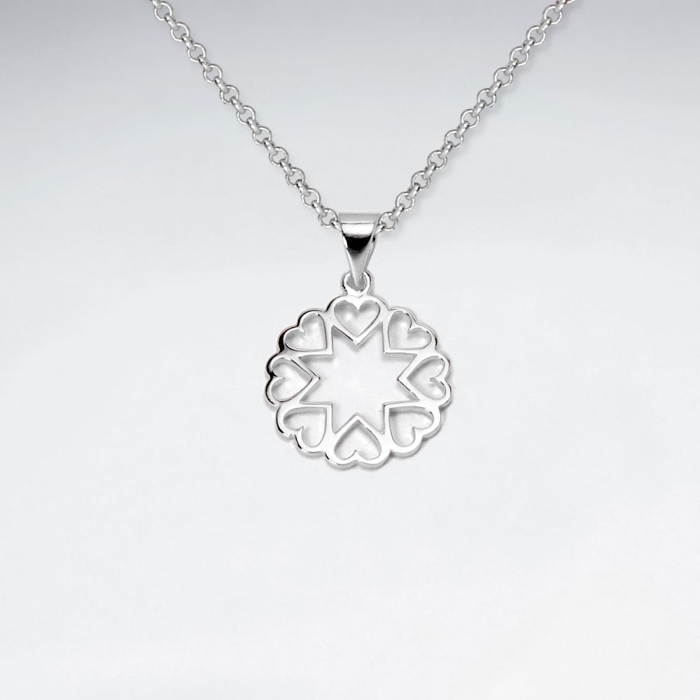 Sterling Silver Stars & Hearts Openwork Pendant