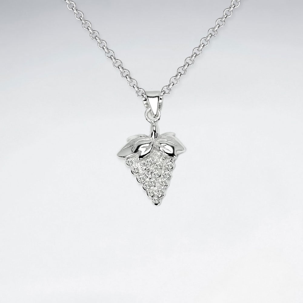 925 Sterling Silver Cubic Zirconia Grape Cluster Pendant