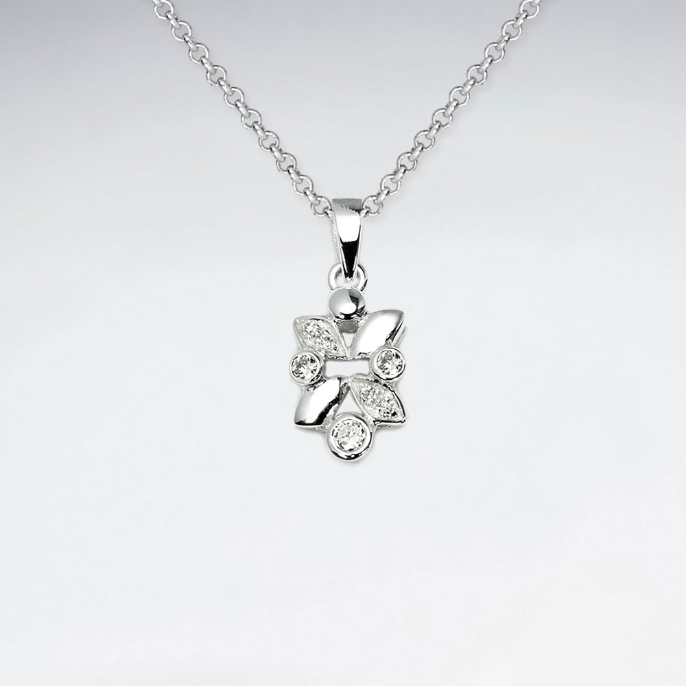 Sterling Silver Cubic Zirconia Butterfly Inspired Pendant