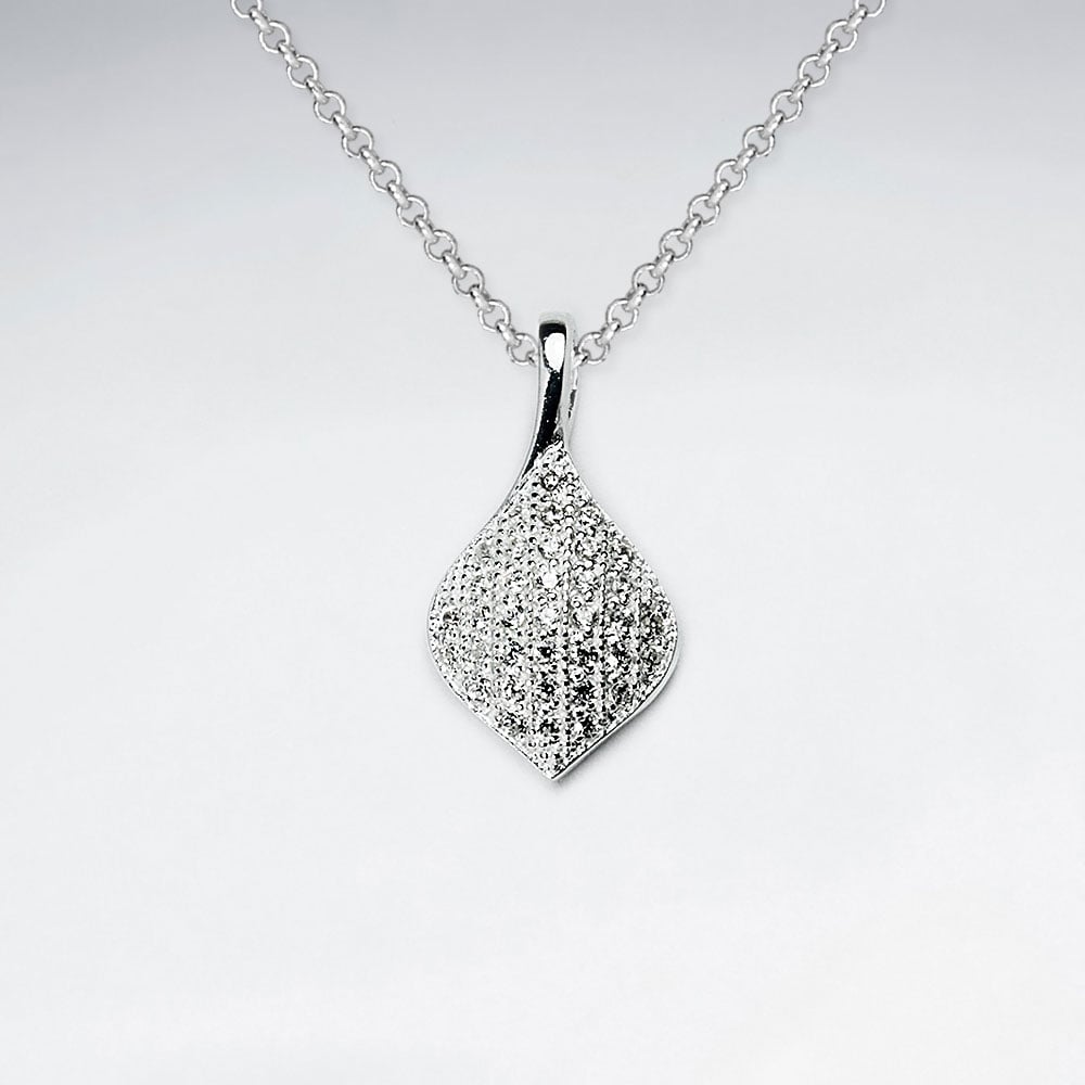 Sterling Silver Cubic Zirconia Teardop Inspired Pendant