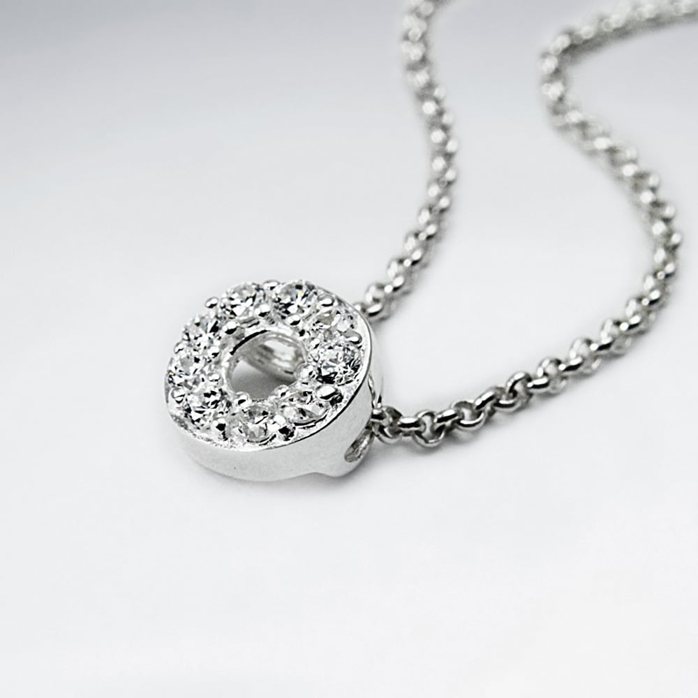 Open Circle Sterling Silver Cubic Zirconia Pendant