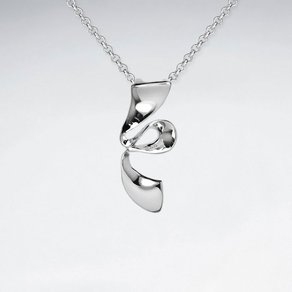 Sterling Silver Ribbon Inspired Pendant