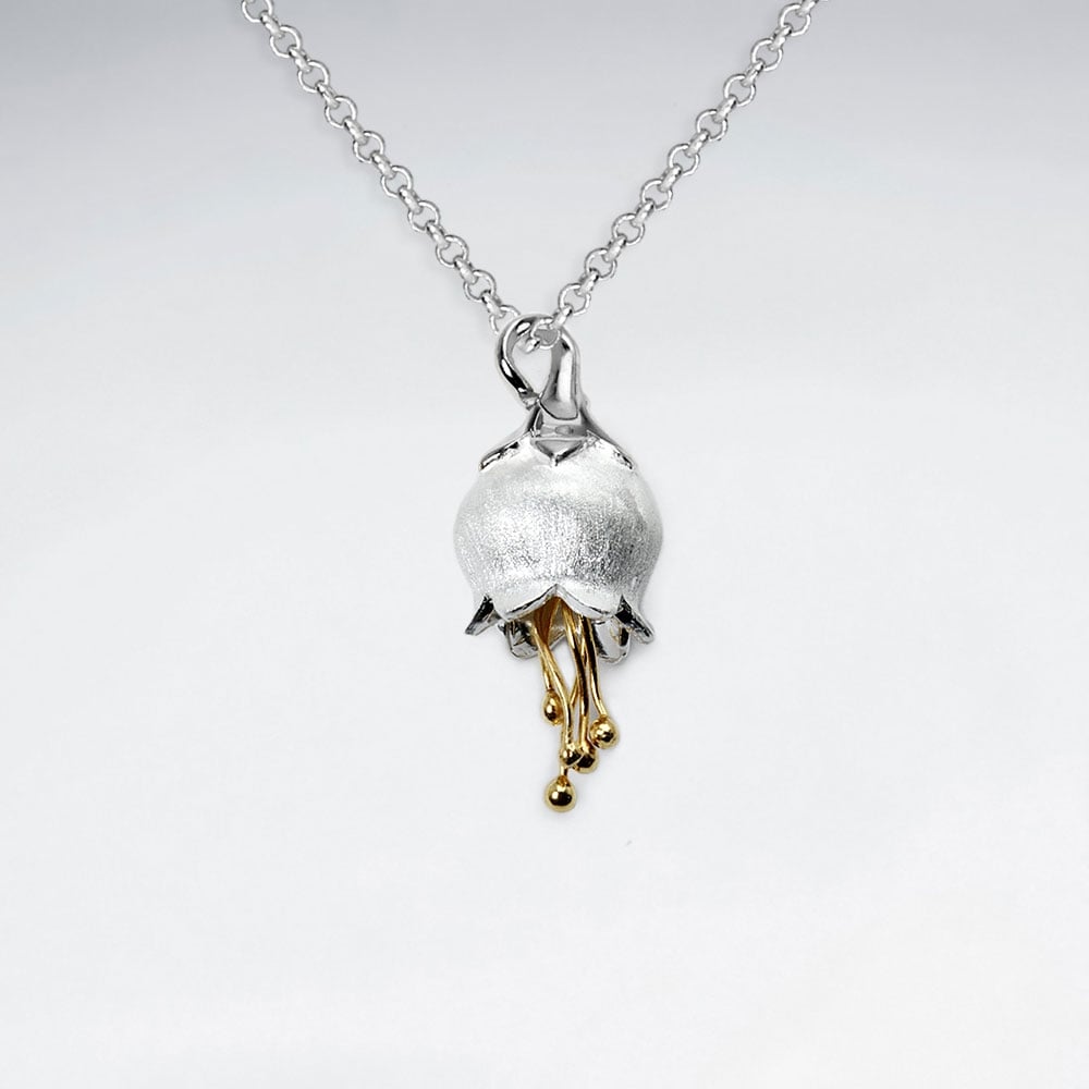 Sterling Silver Matte & High Polished Flower Pendant