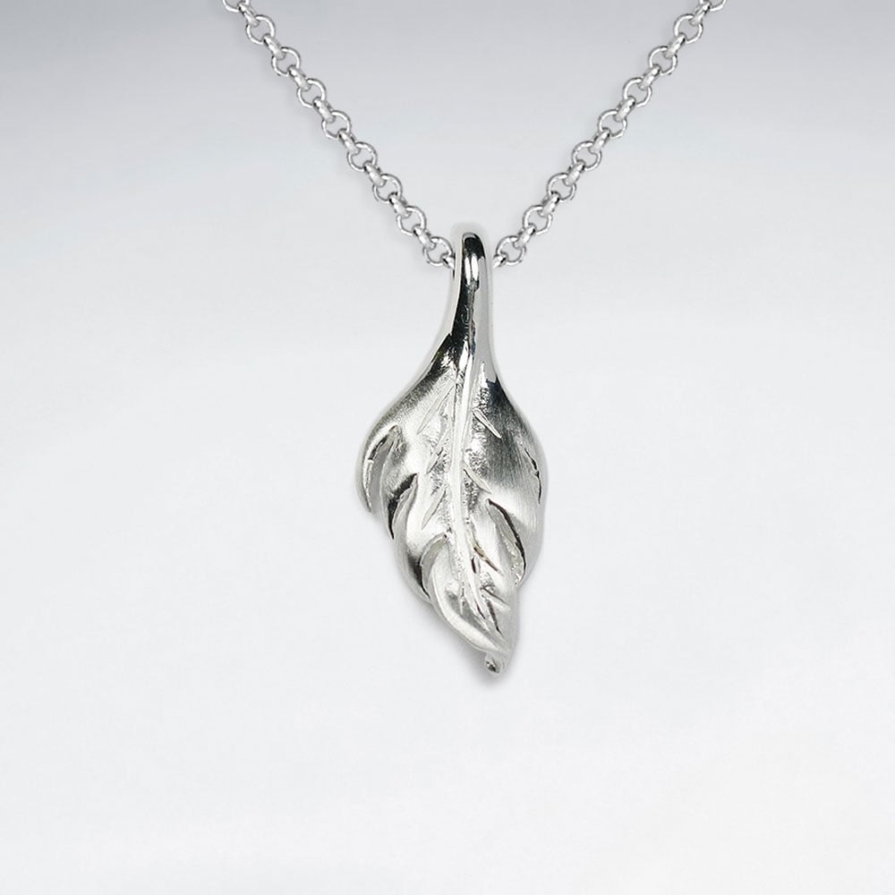 925 Sterling Silver Dainty Leaf Pendant