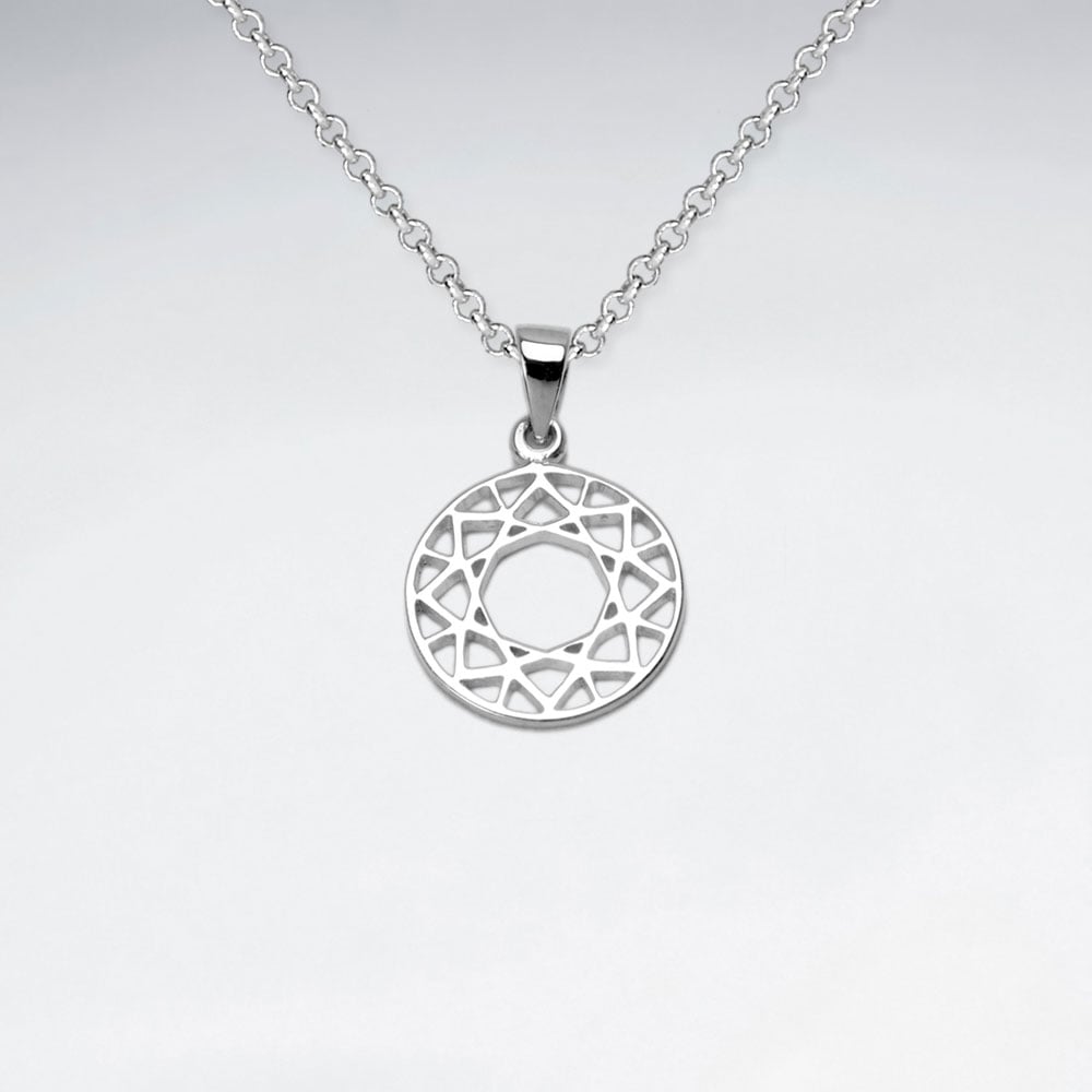 Sterling Silver Openwork Circle Designs Pendant