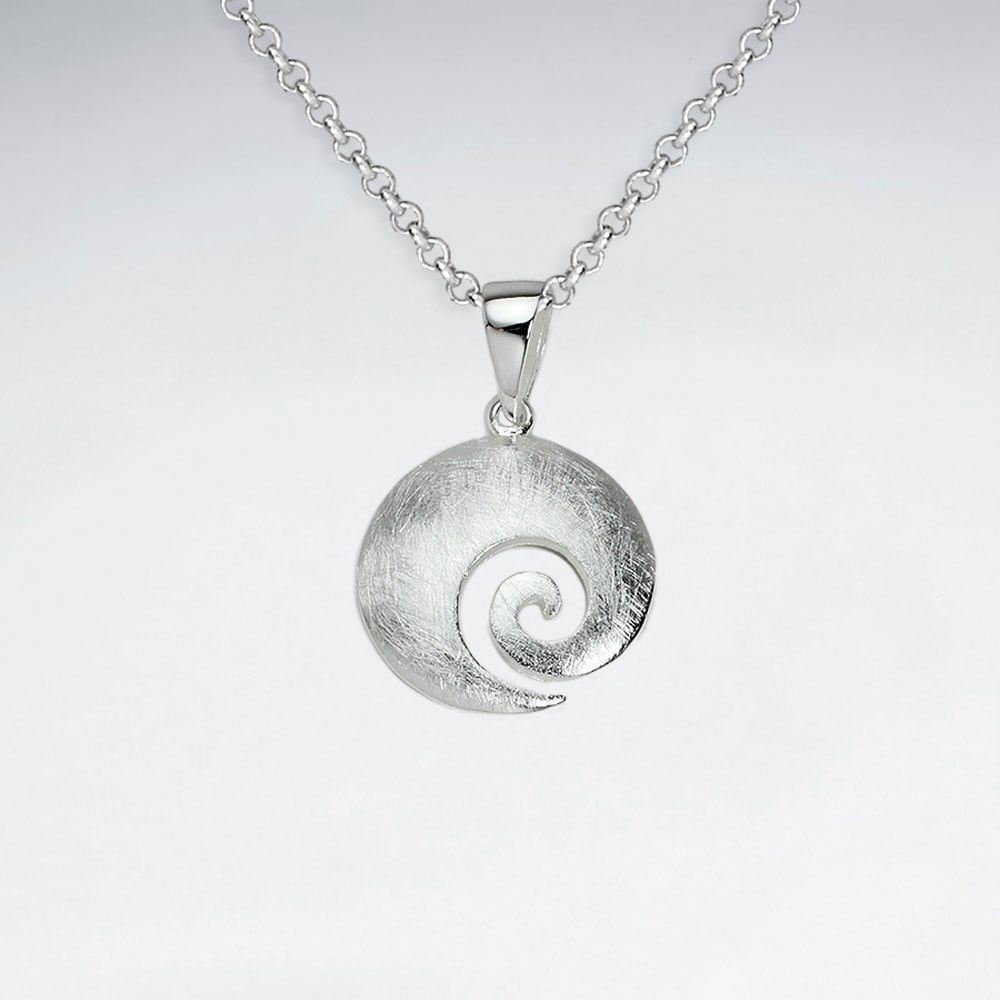 Matte Silver Wide Swirl Pendant
