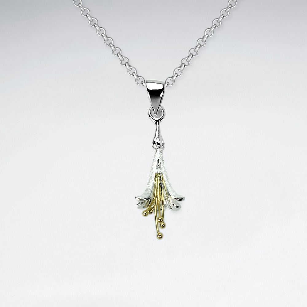 Matte Silver Lily Flower Pendant