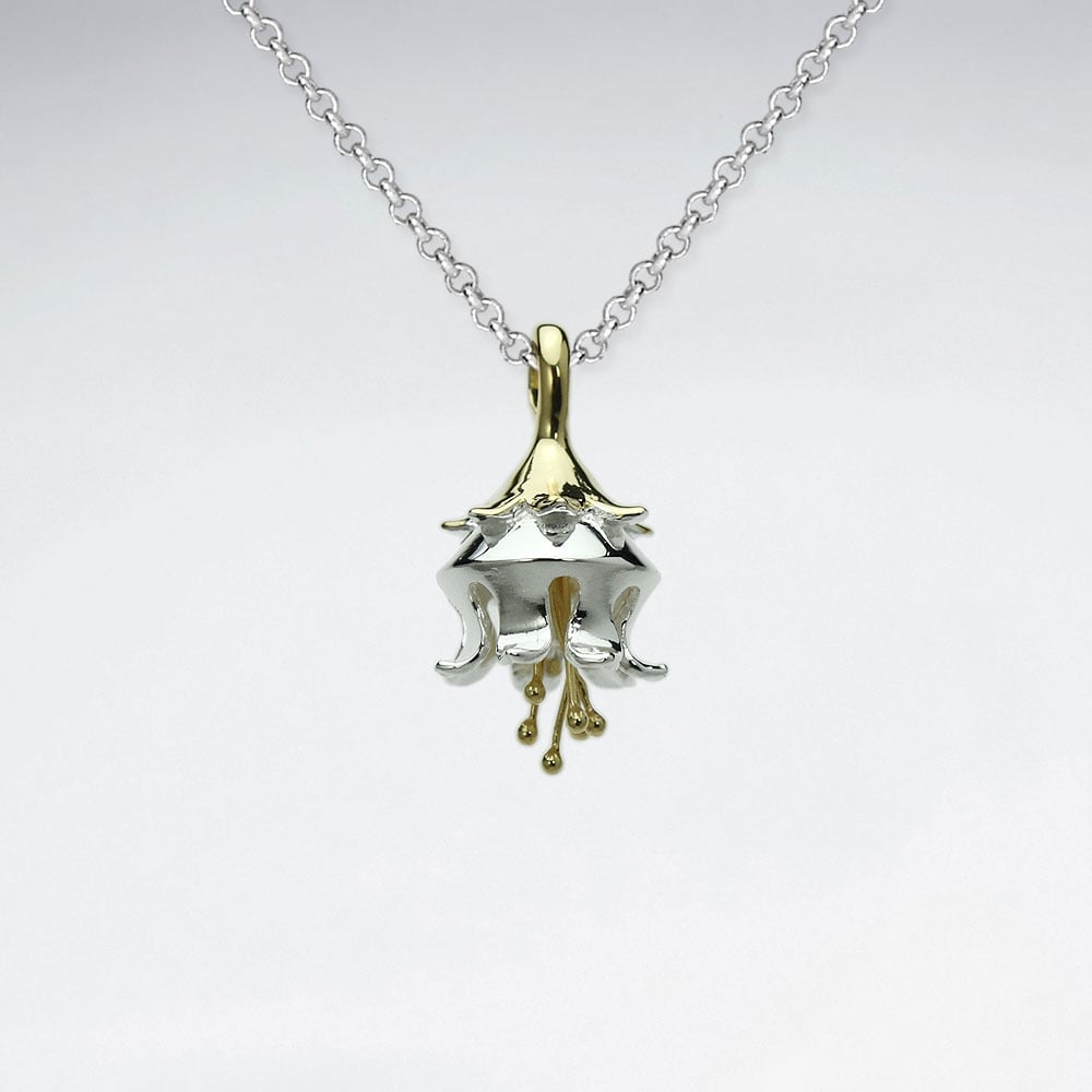 Sterling Silver Upturned Flower Pendant