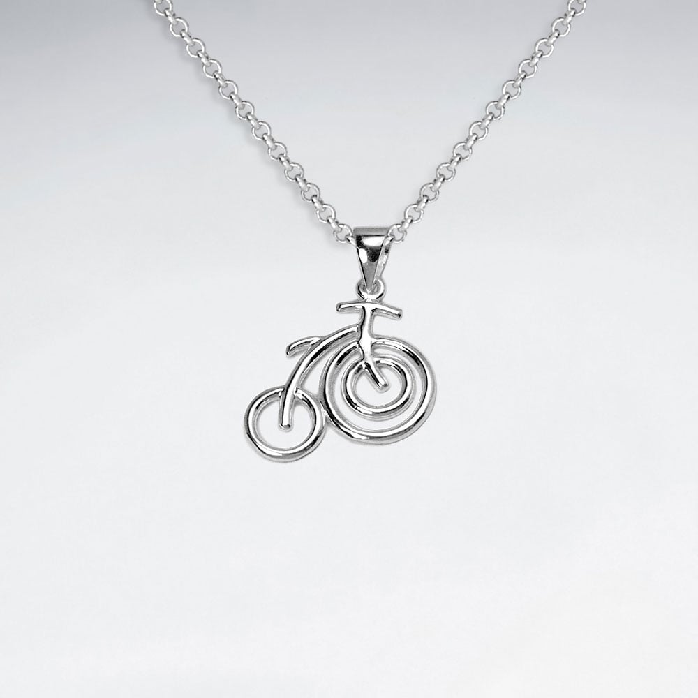 Sterling Silver  Openwork Bicycle Pendant
