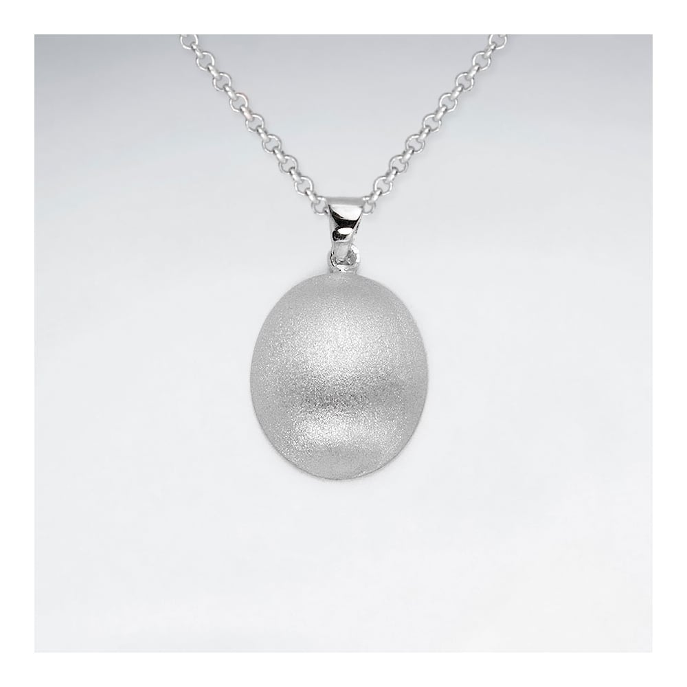 Sterling Silver Matte Oval Pendant