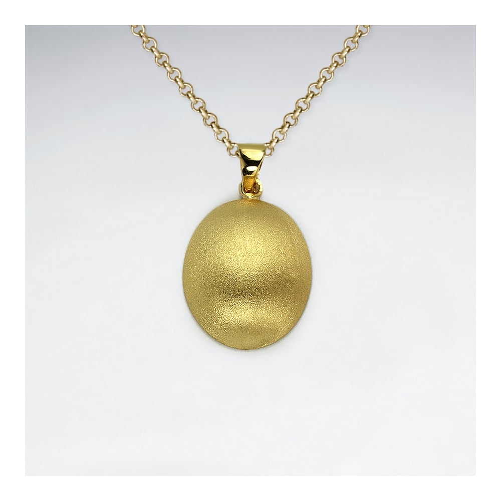 Sterling Silver Matte Oval Pendant