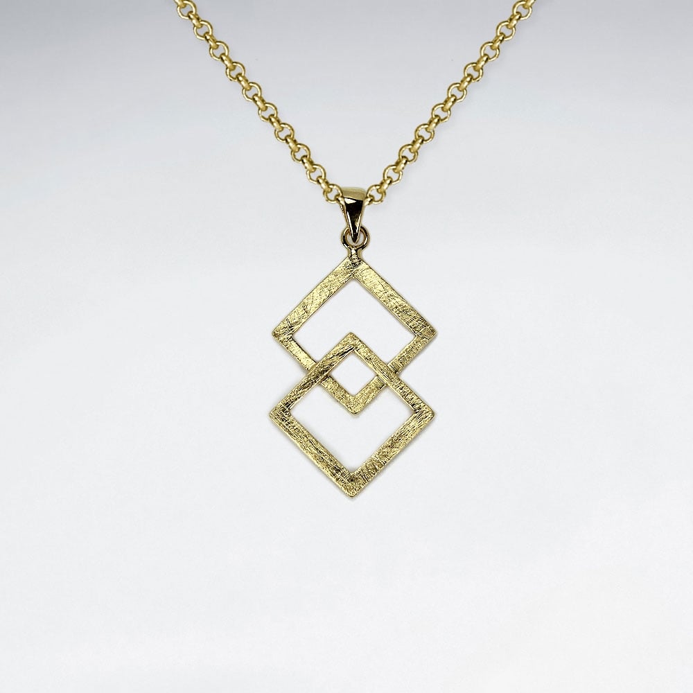 Sterling Silver Double Overlapped Matte Marquis Pendant