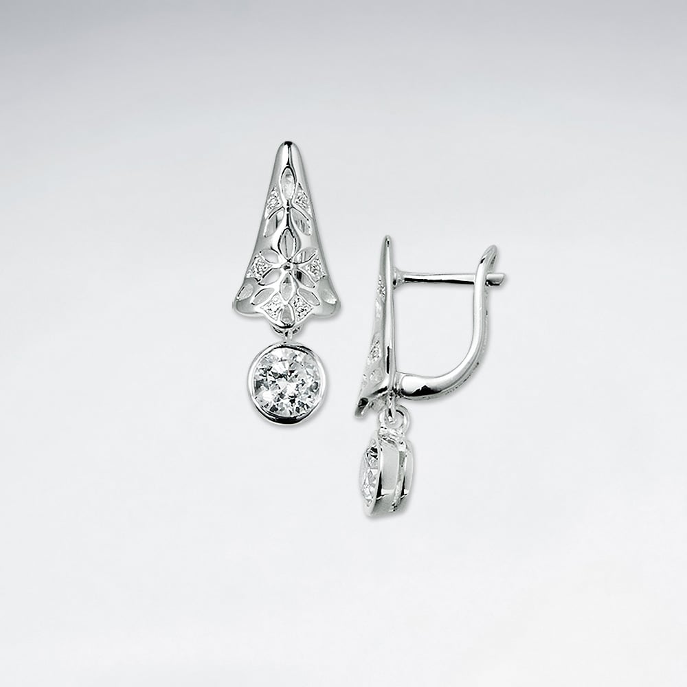 Curvaceous Elegance Cubic Zirconia Sterling Silver Earrings