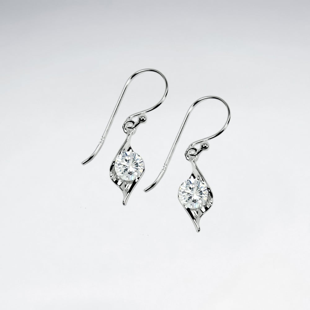 Marquise Solitaire Cubic Zirconia Sterling Silver Earrings