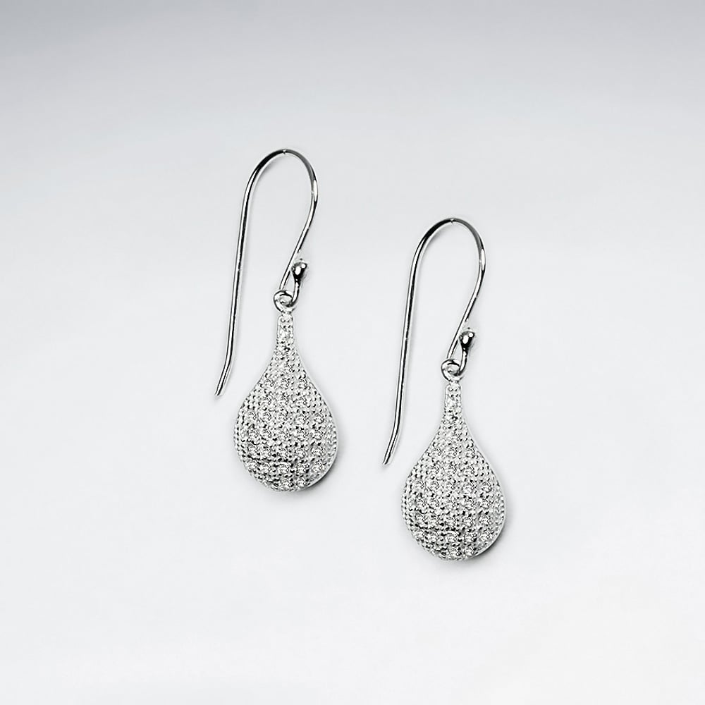 Long Teardrop CZ Drop 925 Sterling Silver Earrings