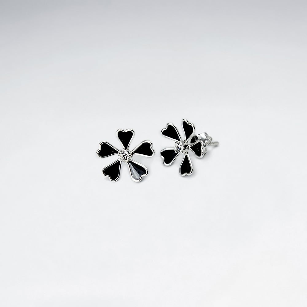 Sterling Silver Flower Enamel Mini Stud Earrings