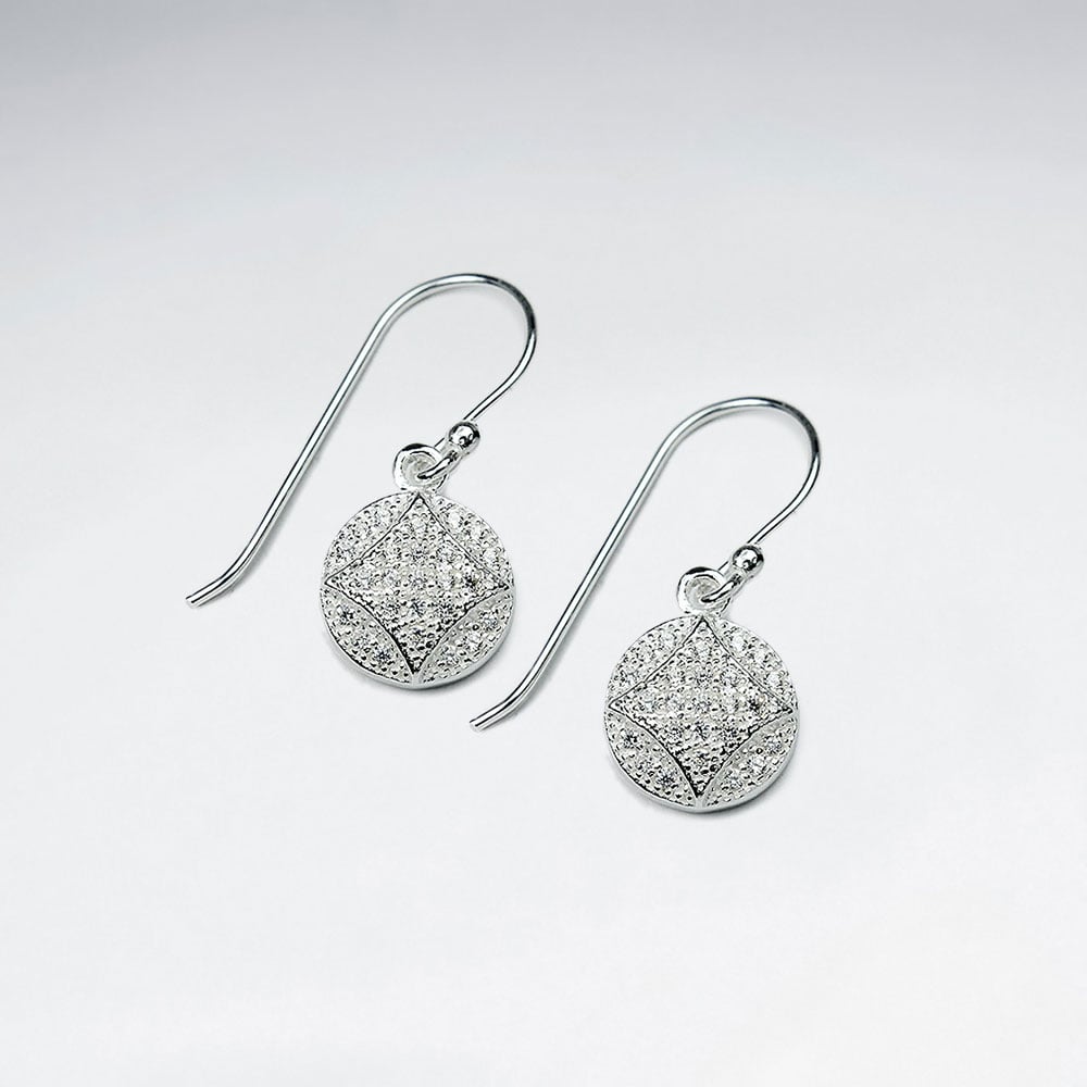 Refined Sophistication Circle Pave Sterling Silver CZ Dangle Earrings