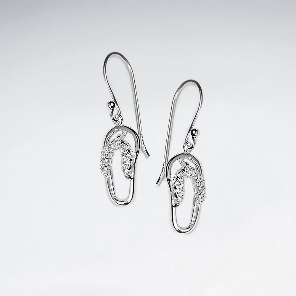 Beach Perfection Openwork CZ Sandal Shoes Sterling Silver Earrings