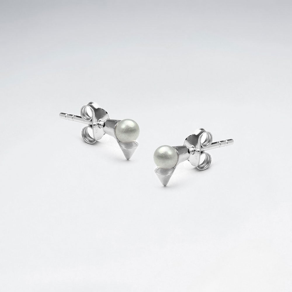 925 Sterling Silver Calla Lilly Pearl Stud Earrings