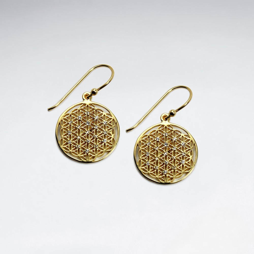 925 Sterling Silver CZ Round Pattern Earrings