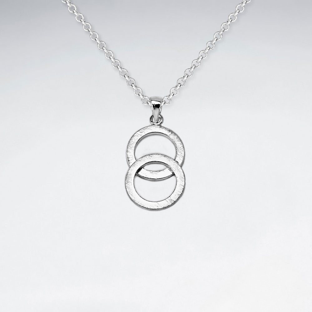 925 Silver Matte Double Openwork Circle Pendant