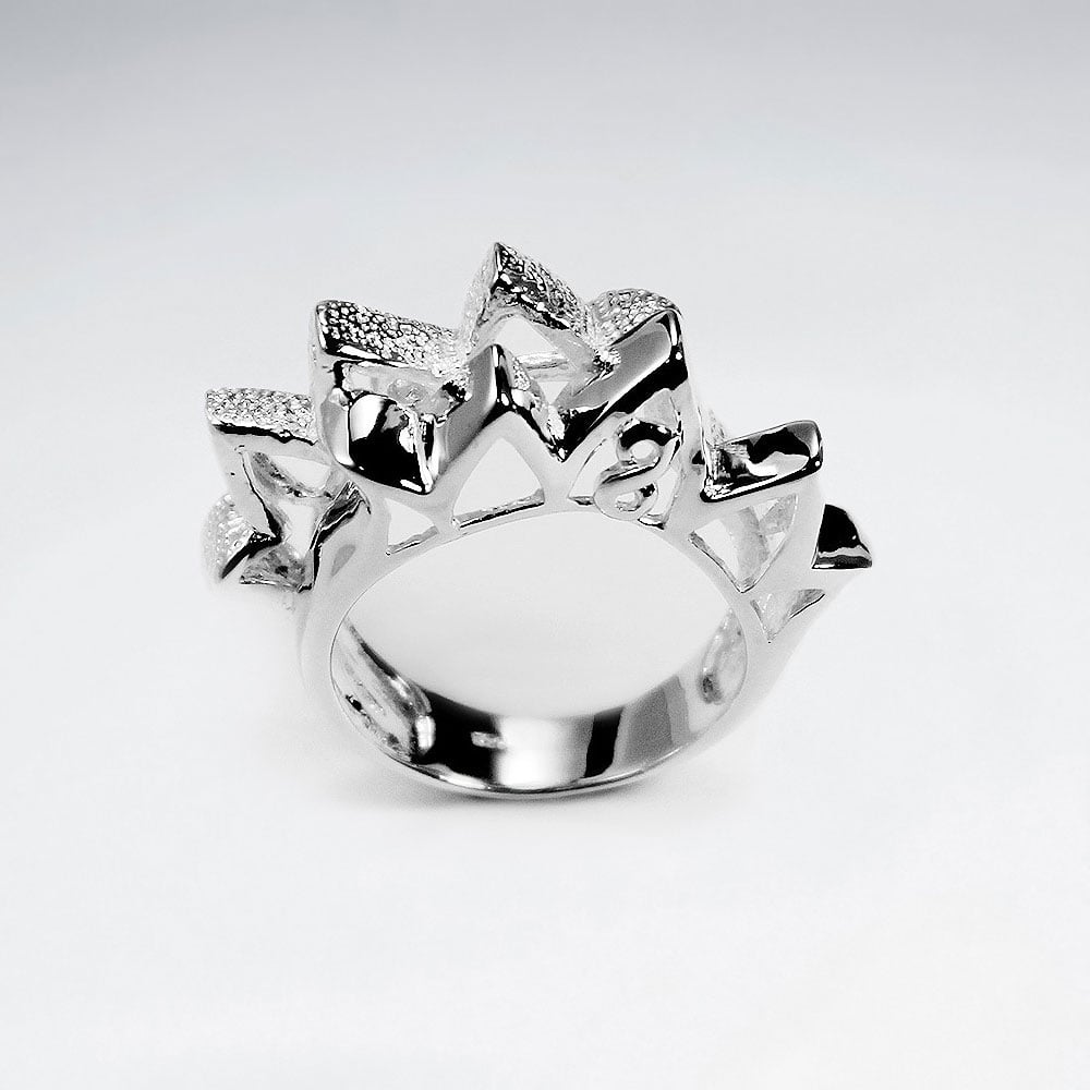 Sterling Silver Spiked Crown Inspired Ring.