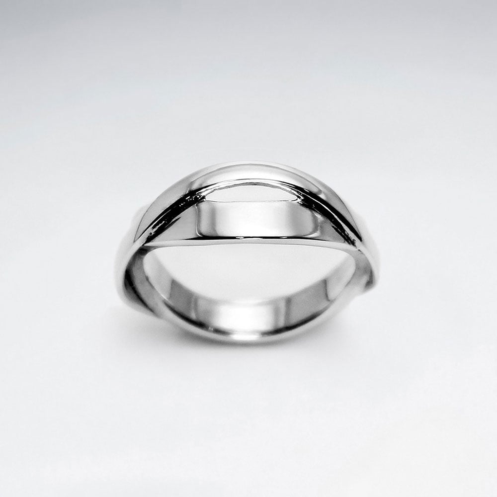 Sterling Silver Open Style Overlapping Wave Ring