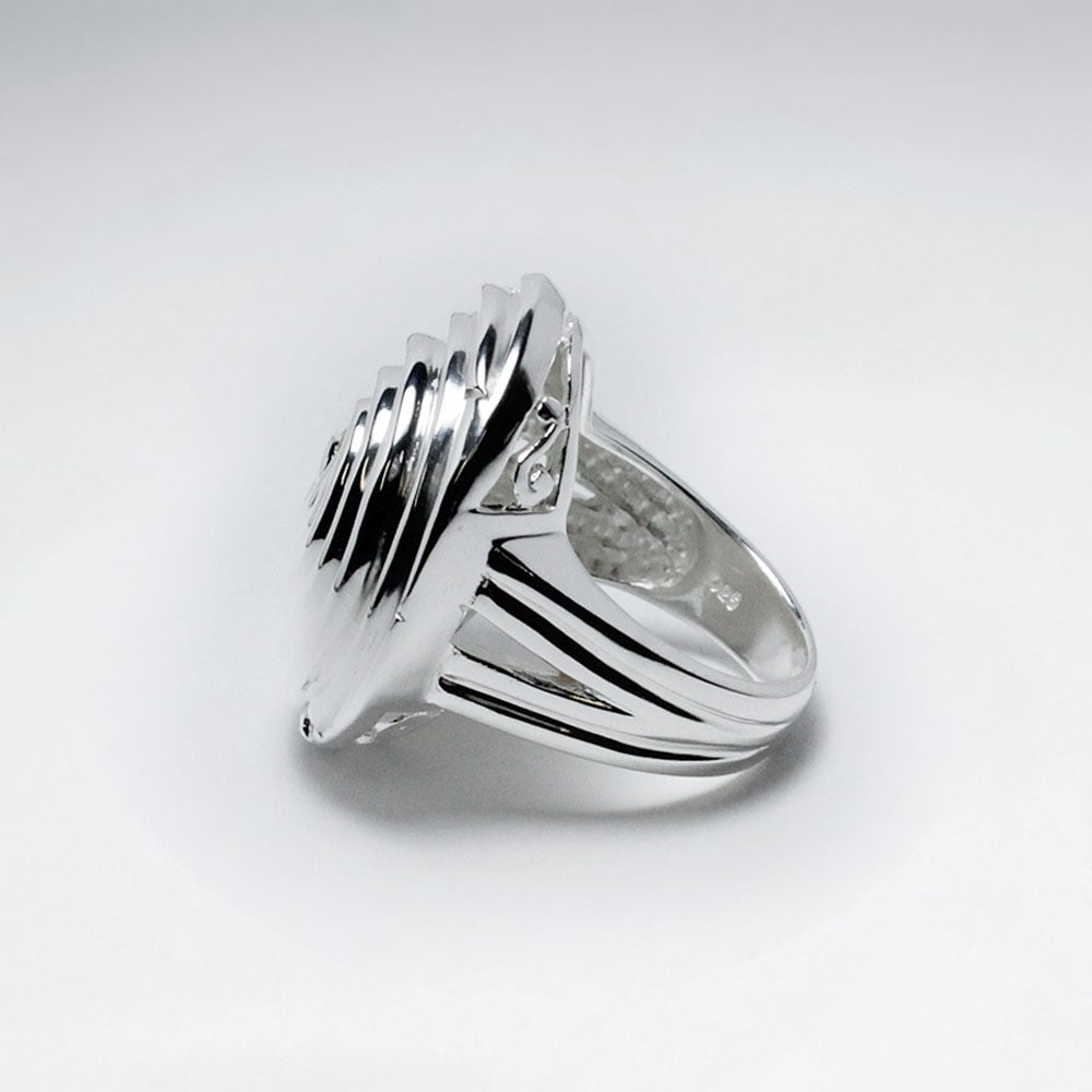 Sterling Silver Swirled Rounded Dome Ring