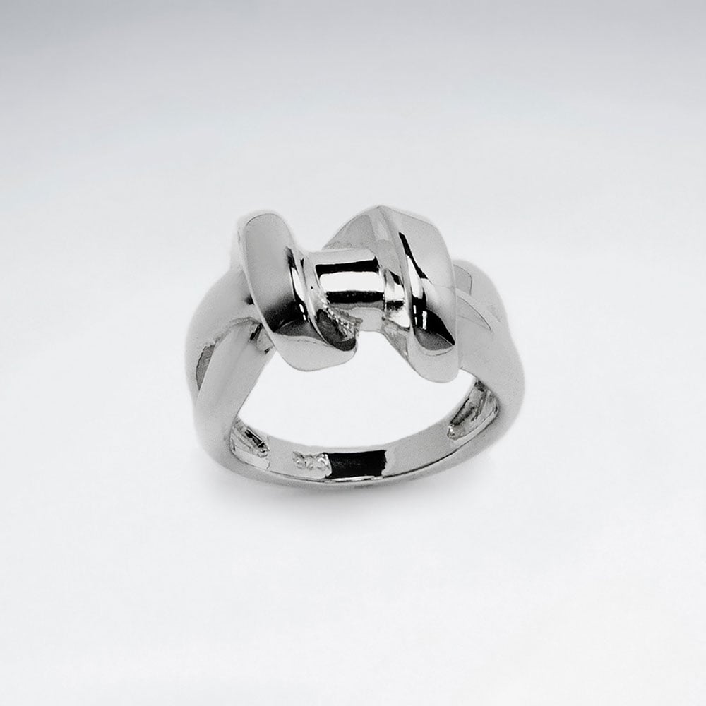 Sterling Silver Smooth Lines With Twist Ring