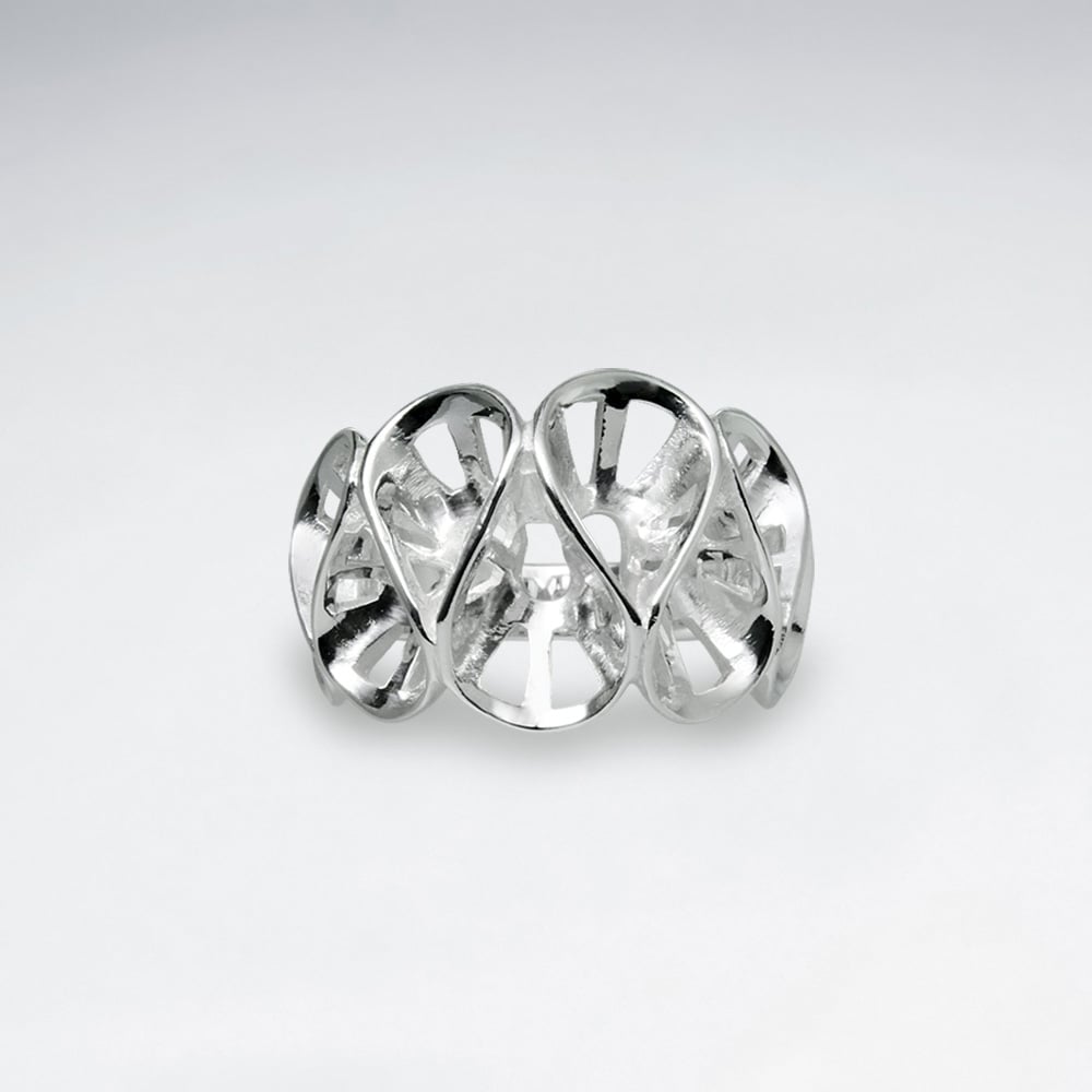 Sterling Silver Ribbons Style Ring