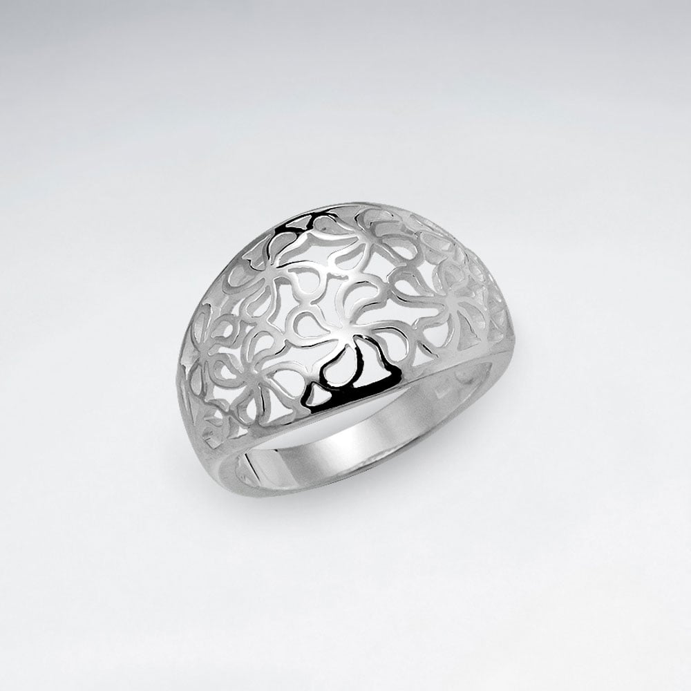 Sterling Silver Filigree Flower Design Ring