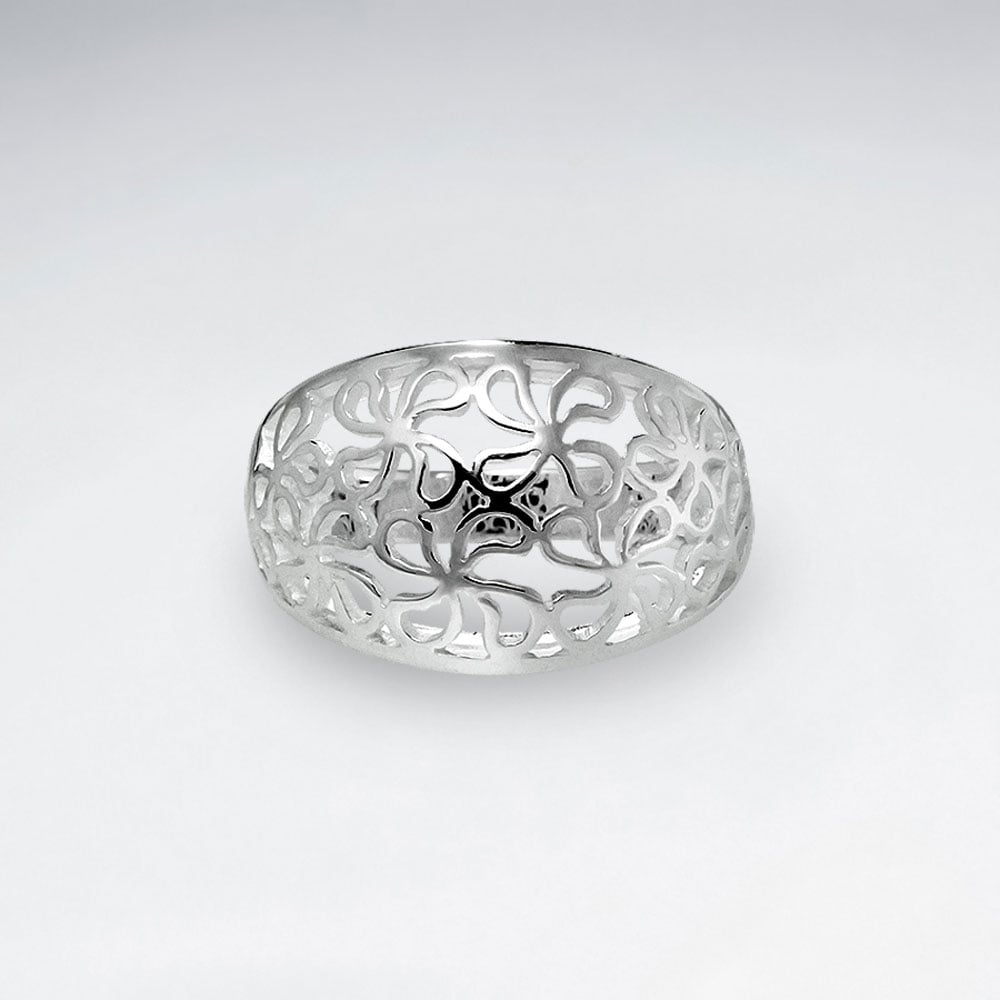 Sterling Silver Filigree Flower Design Ring