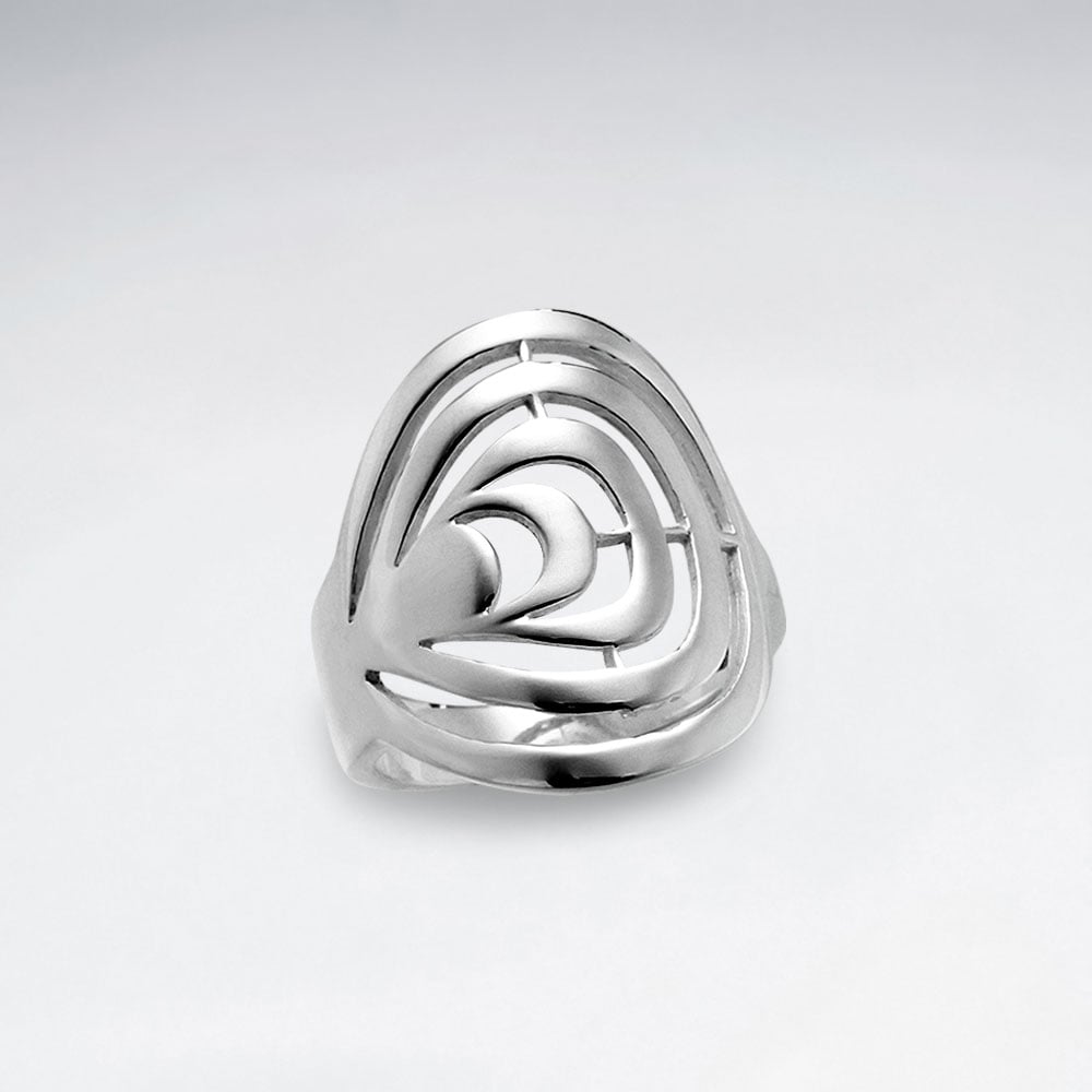 Sterling Silver Round Open Cut Out Design Ring