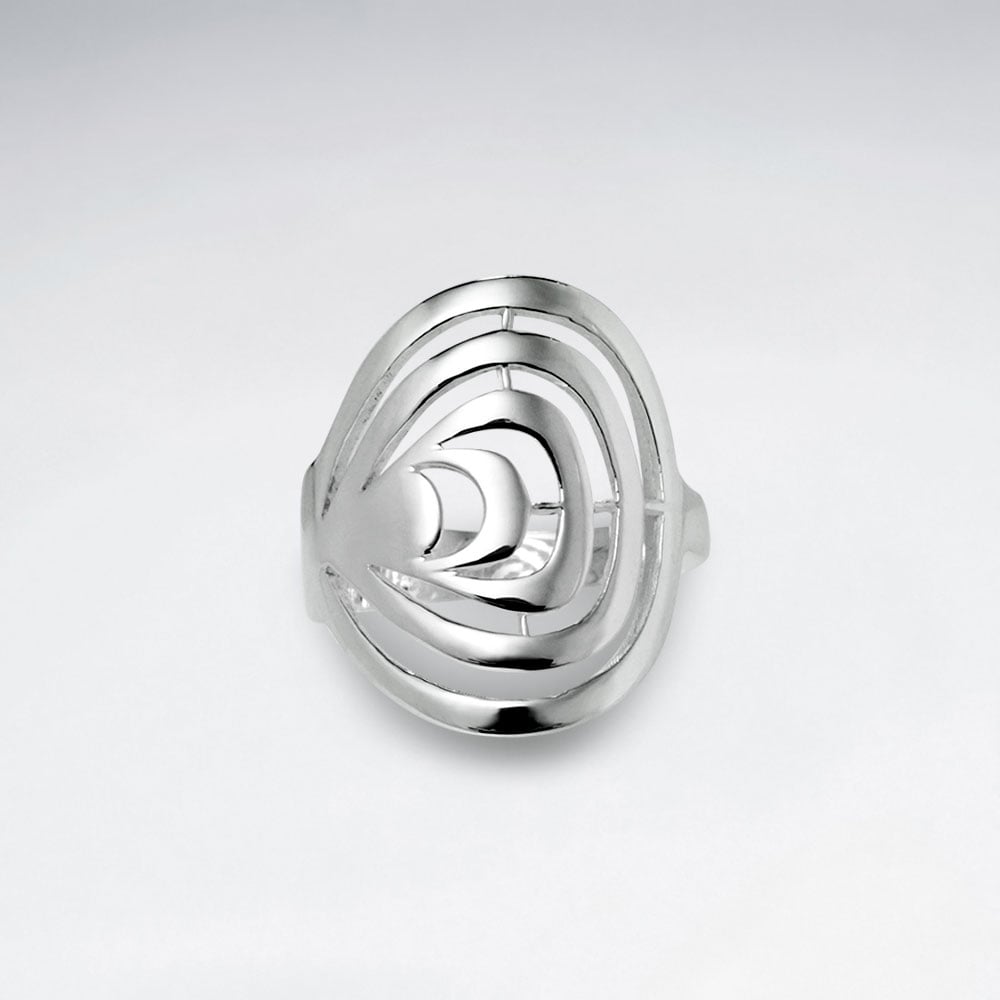 Sterling Silver Round Open Cut Out Design Ring