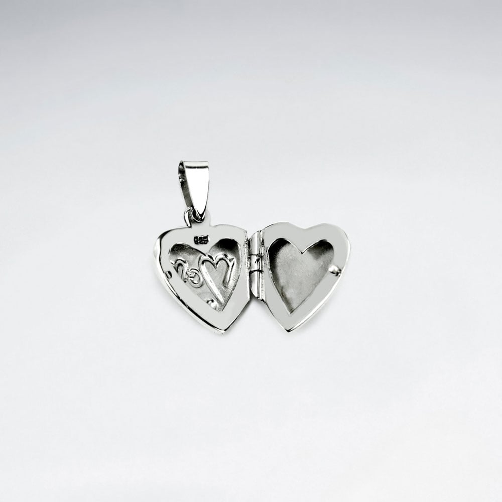 Sterling Silver Locket Heart "Mom" Pendant