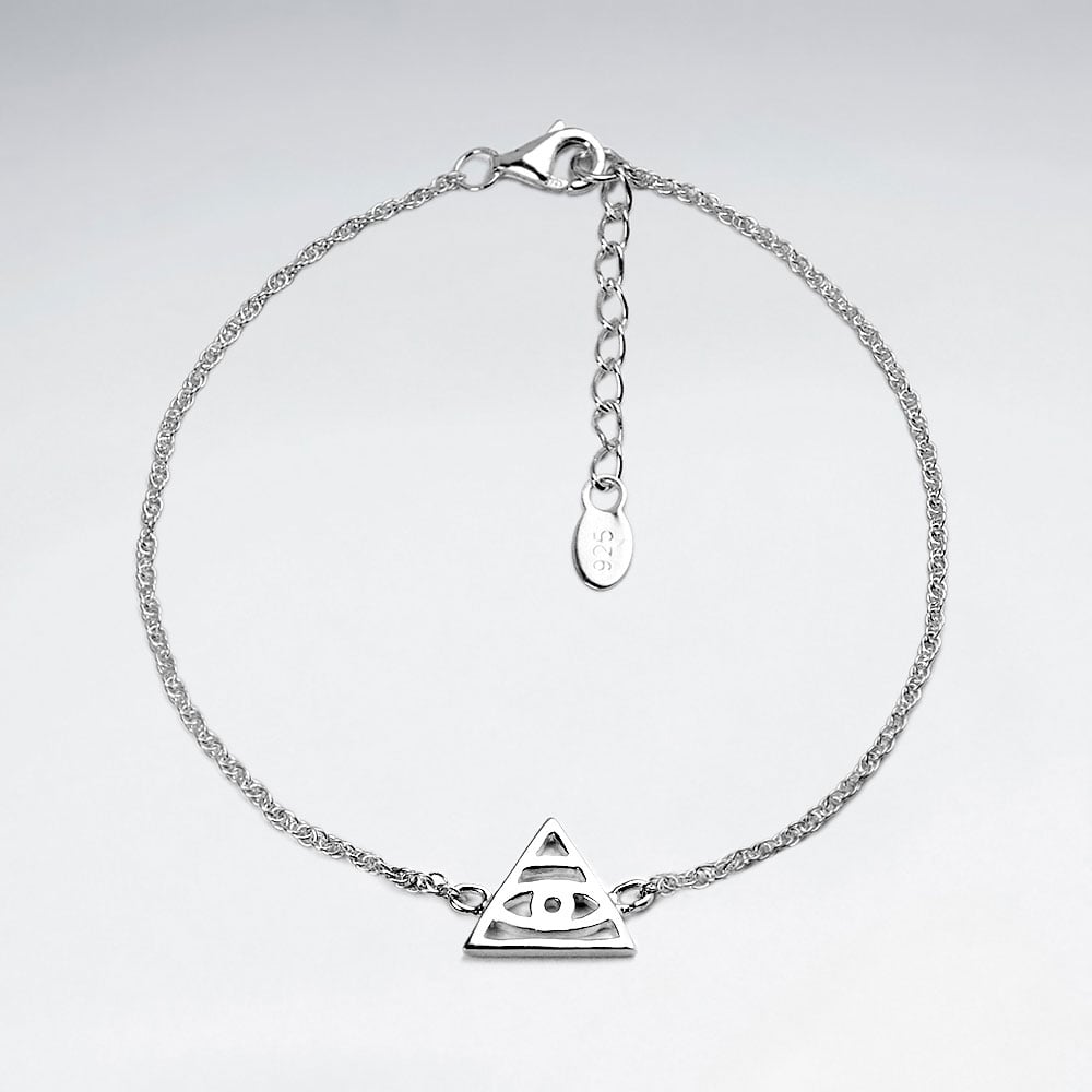 Sterling Silver Illuminati All Seeing Eye Pyramid Bracelet