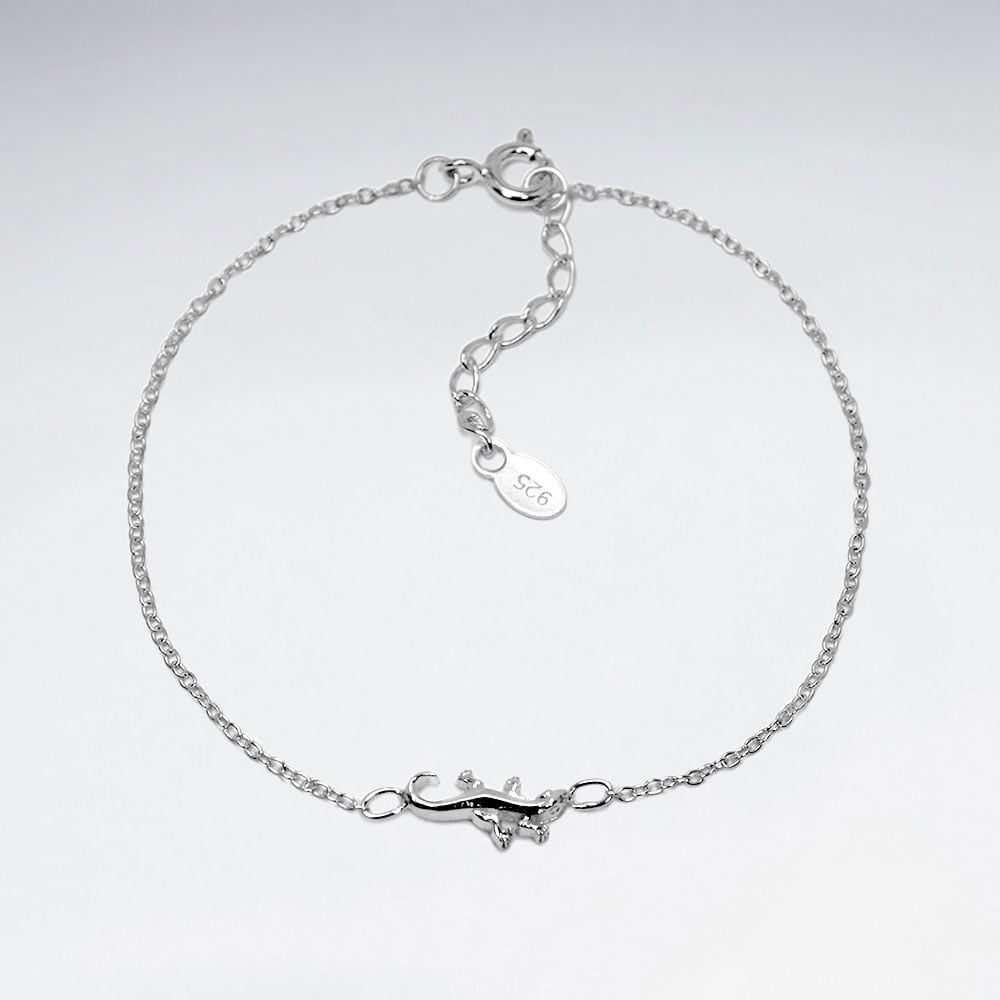 Sterling Silver Adjustable Chain Lizard Bracelet