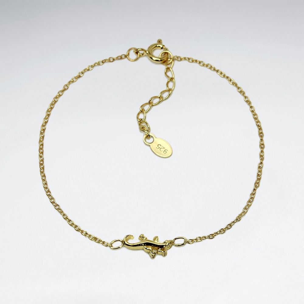 Sterling Silver Adjustable Chain Lizard Bracelet