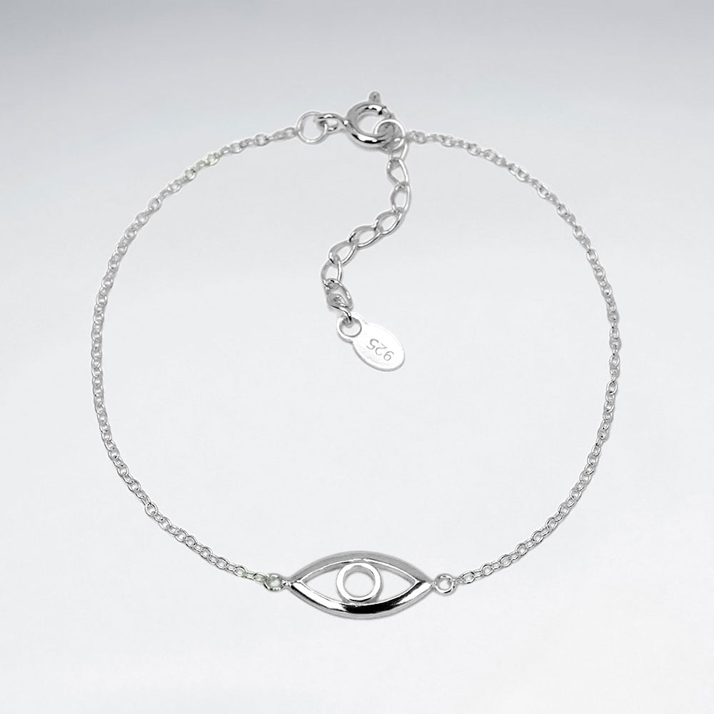 Sterling Silver All Openwork Seeing Eye Adjustable Bracelet