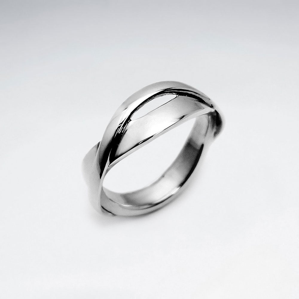 Sterling Silver Open Style Overlapping Wave Ring