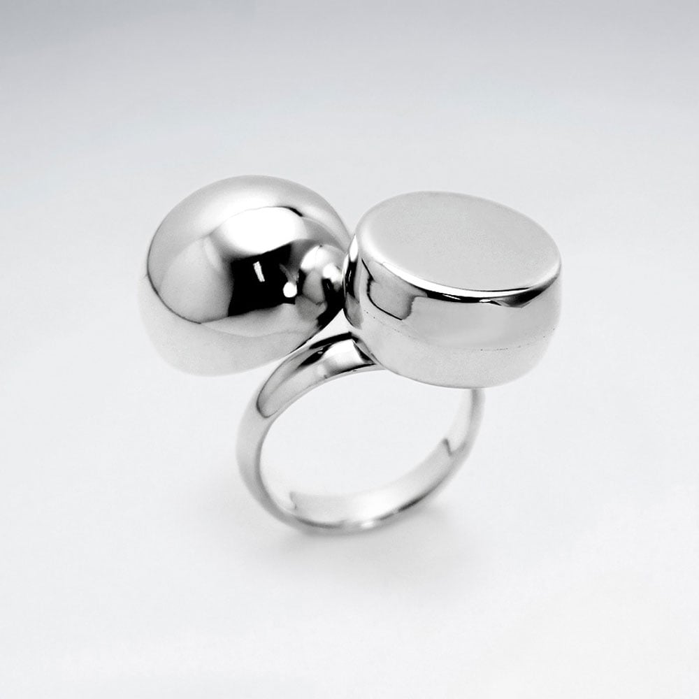 Sterling Silver Big Bold Polished Design Ring