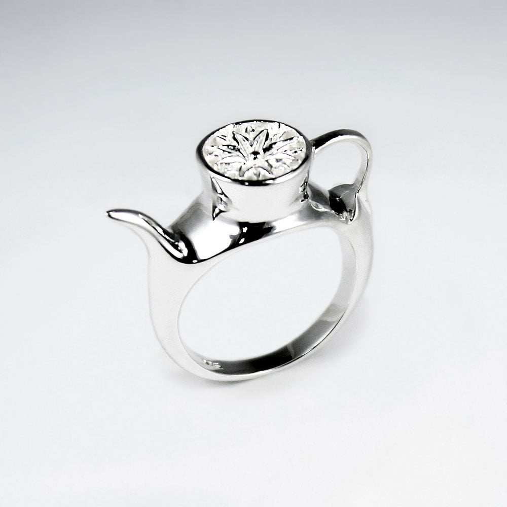 Sterling Silver Teapot Design Ring