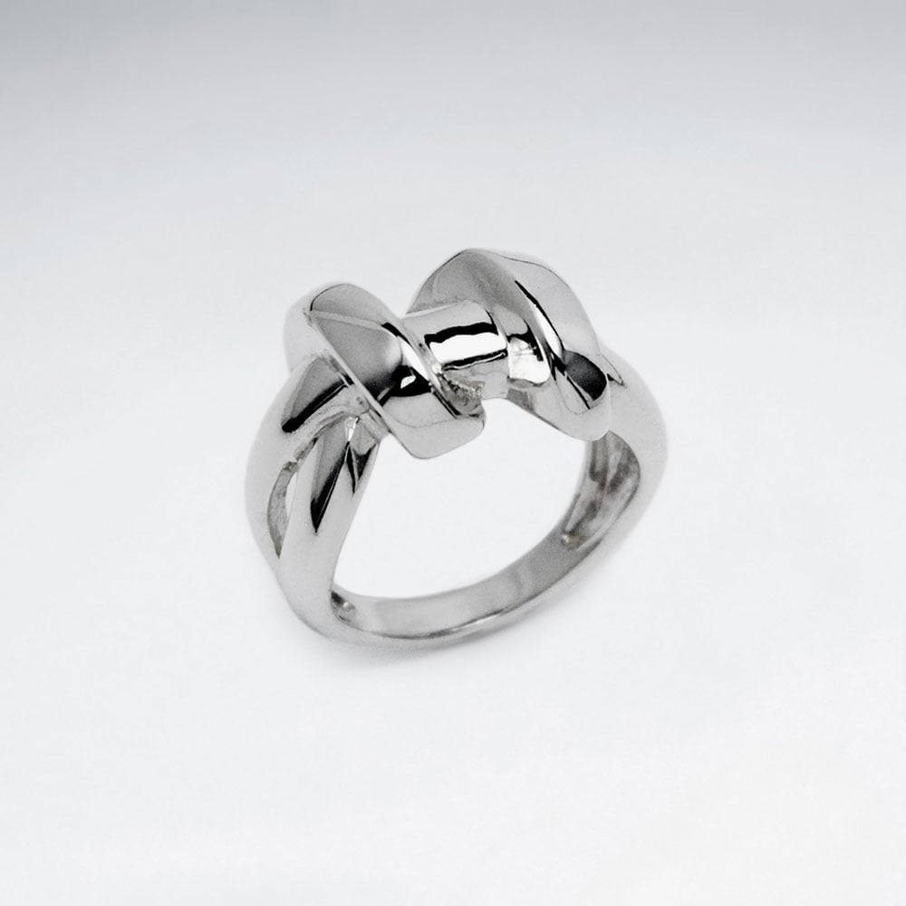 Sterling Silver Smooth Lines With Twist Ring