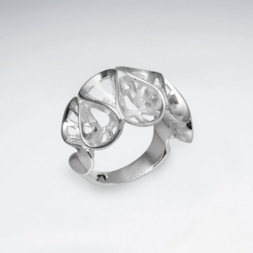 Sterling Silver Ribbons Style Ring