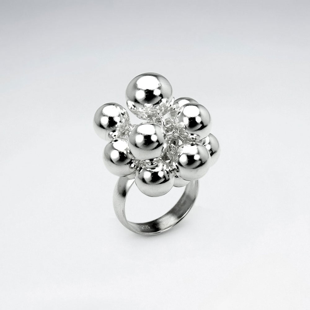 Sterling Silver Cluster Ball Design Ring