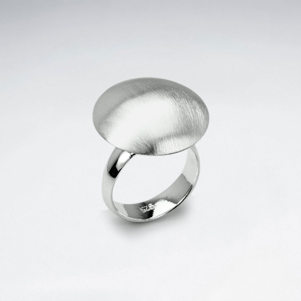 Sterling Silver Matte Finishing Rounded Dome Ring