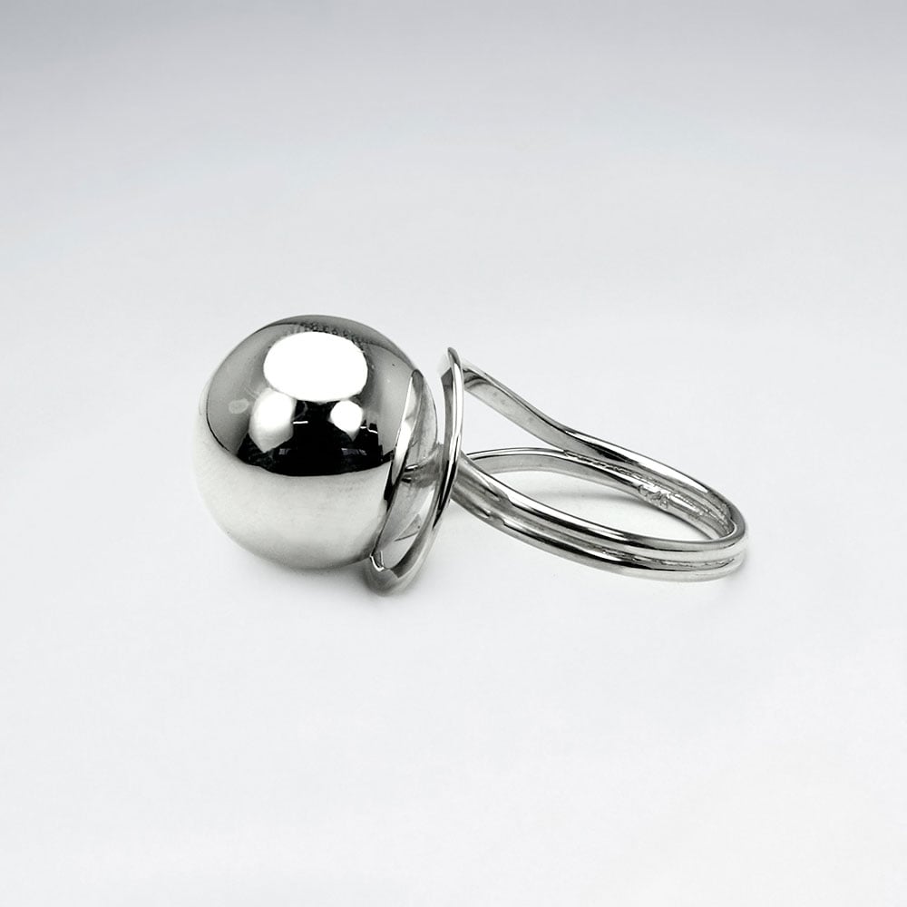 Sterling Silver Smooth Single Ball Design Ring